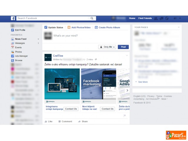 Интернет рекламирање (facebook, Youtube, Seo )