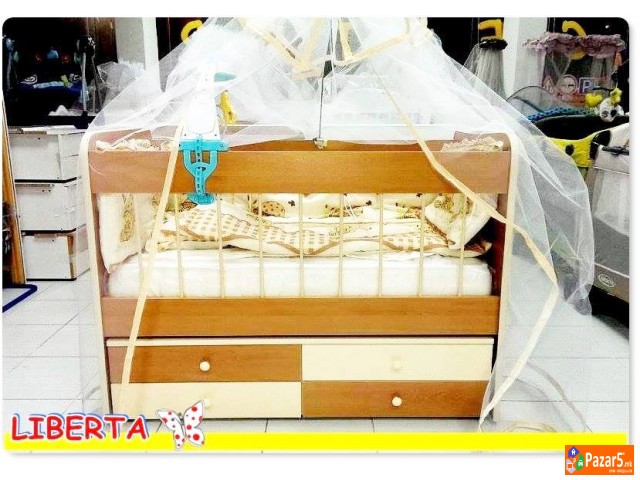 ***ЛИБЕРТА БЕБЕ ЦЕНТАР*** ДРВЕНО КРЕВЕТЧЕ + ДУШЕК 