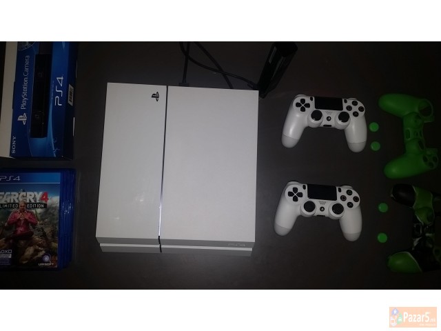 Ps4 White + 2 White Kontroleri + Kamera + >15 Igri