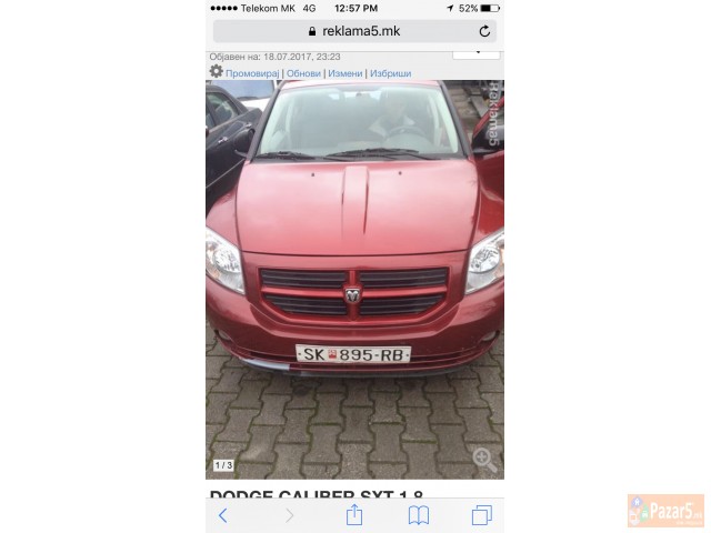 Dodge Caliber Sxt 1.8 Benzin-plin Ne E Od Uvoz