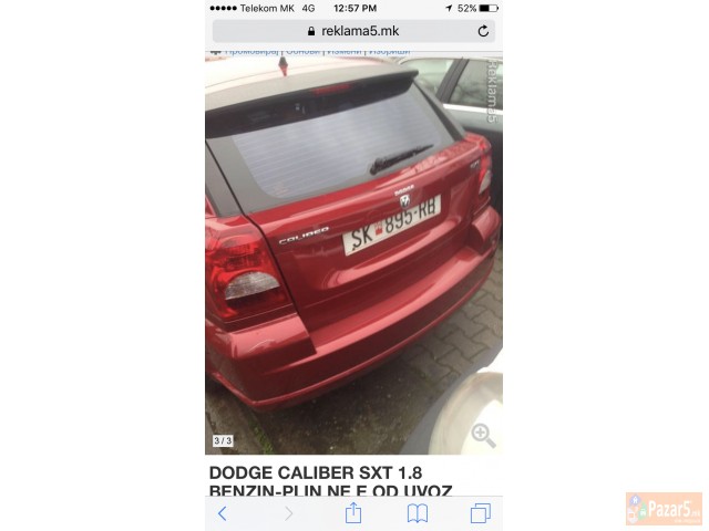  Dodge Caliber Sxt 1.8 Benzin-plin Ne E Od Uvoz