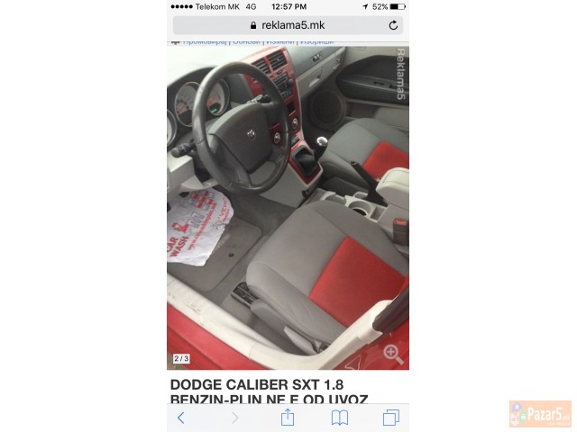  Dodge Caliber Sxt 1.8 Benzin-plin Ne E Od Uvoz