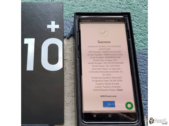 Nov! Neupotrebuvan Samsung S10 Plus White 8/128gb 